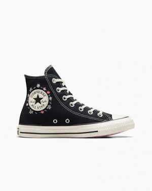 Black Converse Chuck Taylor All Star Embroidered Little Women Sneakers Singapore | C-18342699