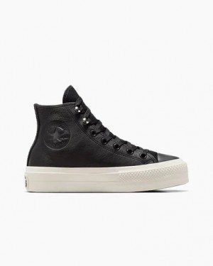 Black Converse Chuck Taylor All Star Lift Platform Water Repellent Leather Women Boots Singapore | C-96125349