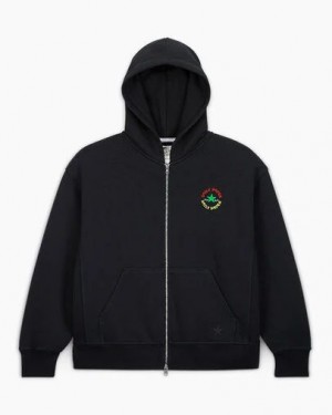 Black Converse Converse x Daily Paper Full Zip Women Hoodie Singapore | C-13250489