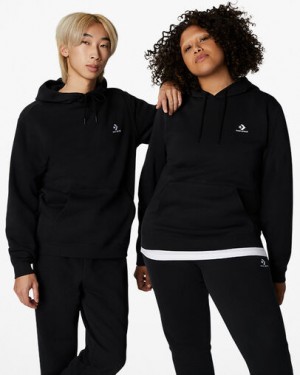Black Converse Go-To Embroidered Star Chevron Standard-Fit Fleece Women Hoodie Singapore | C-92536489