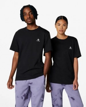 Black Converse Go-To Embroidered Star Chevron Standard-Fit Men T Shirts Singapore | C-80974259