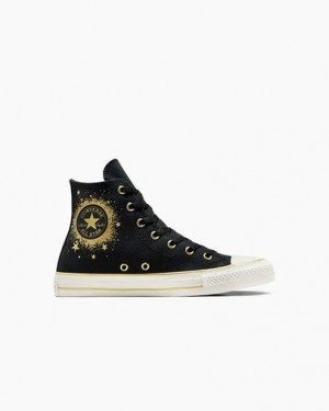 Black / Gold / White Converse Chuck Taylor All Star Gold Metallic Kids' Sneakers Singapore | C-70842169