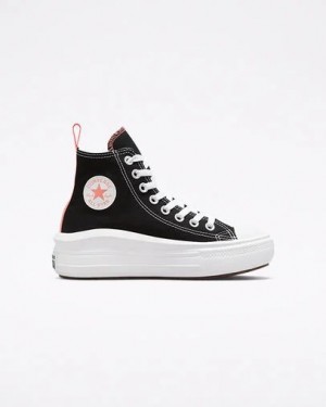 Black / Pink Light Blue / White Converse Chuck Taylor All Star Move Platform Kids' Canvas Shoes Singapore | C-92815469