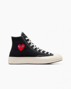 Black / Red Converse PLAY Comme des Garçons Single Heart Chuck 70 Women Sneakers Singapore | C-53804619