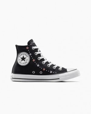 Black / White Converse Chuck Taylor All Star Petite Petals Women Sneakers Singapore | C-47650929