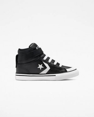 Black / White Converse Pro Blaze Strap Leather Kids' Sneakers Singapore | C-96321849