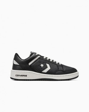 Black / White Converse Weapon Leather Women Basketball Shoes Singapore | C-10285739