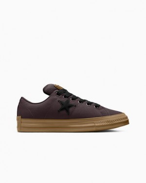 Burgundy / Black Converse One Star Puff Women Skate Shoes Singapore | C-65418029