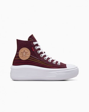 Burgundy / Red / Yellow Converse Chuck Taylor All Star Move Women Platform Shoes Singapore | C-26489079