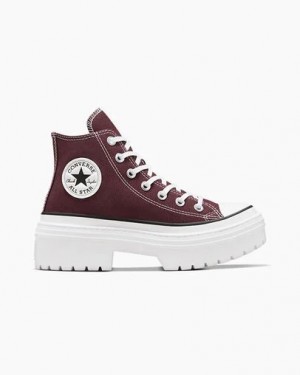 Burgundy / White / Black Converse Chuck Taylor All Star Lugged Heel Platform Women Boots Singapore | C-40356179