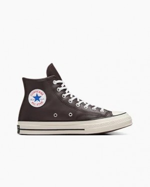 Coffee / Blue / White Converse Chuck 70 Heritage Color Leather Women Sneakers Singapore | C-21436059