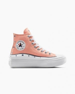 Coral / White Converse Chuck Taylor All Star Move Women Platform Shoes Singapore | C-86143059