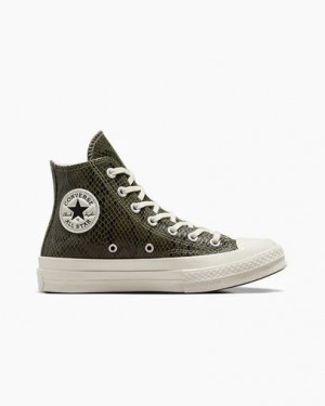 Dark Green Converse Chuck 70 Snakeskin Print Women Sneakers Singapore | C-17495609