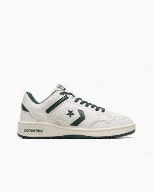 Green / White Converse Weapon Leather Men Basketball Shoes Singapore | C-12947659