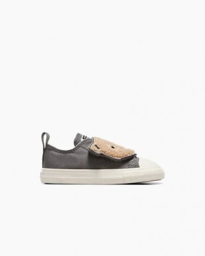 Grey Converse Chuck Taylor All Star One Strap Sherpa Bear Kids' Sneakers Singapore | C-90324679