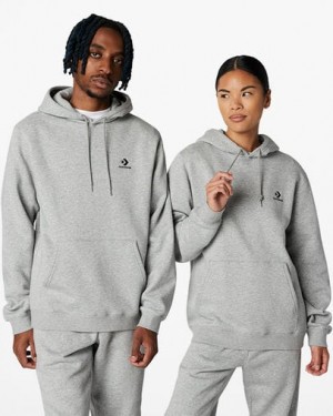 Grey Converse Go-To Embroidered Star Chevron Standard-Fit Fleece Men Hoodie Singapore | C-90217549