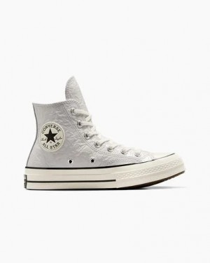 Grey / Black Converse Chuck 70 Crinkled Leather Women Sneakers Singapore | C-48137069
