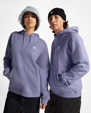 Lavender Grey Converse Go-To Embroidered Star Chevron Standard-Fit Fleece Men Hoodie Singapore | C-19427039