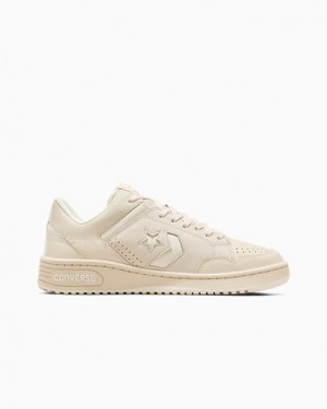 Light Beige Converse Weapon Leather Men Basketball Shoes Singapore | C-61073929
