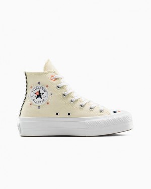 Light Beige / White / Coral Converse Chuck Taylor All Star Lift Women Platform Shoes Singapore | C-87906259