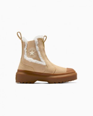 Light Brown Converse Chuck Taylor All Star Chelsea Lugged Suede Kids' Sneakers Singapore | C-26054919