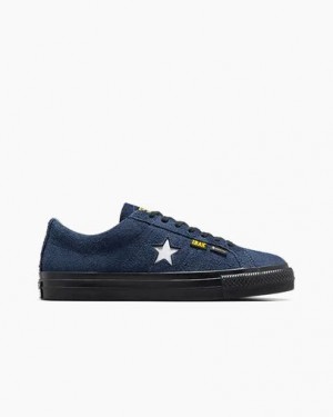 Navy / Black / Yellow Converse Converse x IRAK NYC One Star Pro Men Skate Shoes Singapore | C-63049279