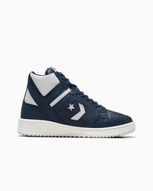Navy / Grey Converse Weapon Leather Men Boots Singapore | C-85172409