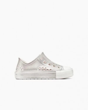 Pink / Silver / White Converse Chuck Taylor All Star Play Lite CX Metallic Kids' Sneakers Singapore | C-57841069