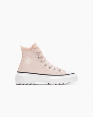 Pink / White Converse Chuck Taylor All Star Lugged Lift Ruffles Kids' Sneakers Singapore | C-09861729