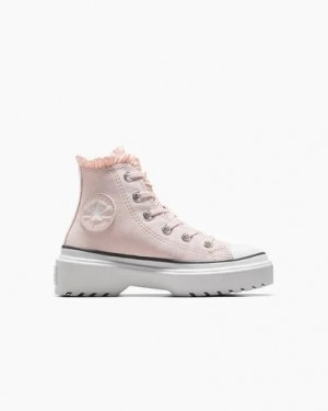 Pink / White Converse Chuck Taylor All Star Lugged Lift Ruffles Kids' Sneakers Singapore | C-13967489