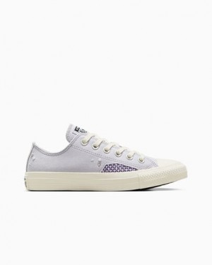 Purple Blue Grey Converse Chuck Taylor All Star Pearls & Studs Women Sneakers Singapore | C-46398579