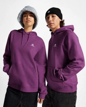 Purple Converse Go-To Embroidered Star Chevron Standard-Fit Fleece Men Hoodie Singapore | C-45867039