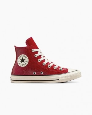 Red Converse Chuck Taylor All Star Crinkled Leather Women Sneakers Singapore | C-30418279