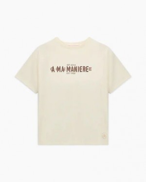 White Converse Converse x A Ma Manière Gold Standard Women T Shirts Singapore | C-46918259