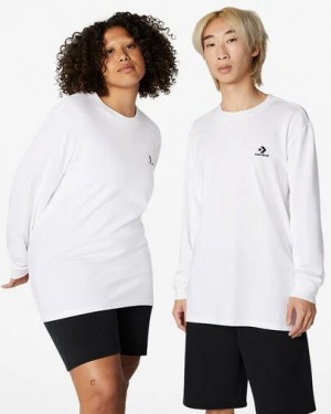 White Converse Go-To Embroidered Star Chevron Standard-Fit Men T Shirts Singapore | C-74065319