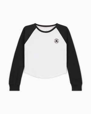 White Converse Raglan Women Long Sleeve Tops Singapore | C-28913749