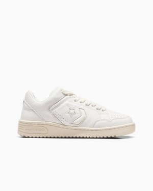 White / Beige Converse Weapon Mono Leather Women Basketball Shoes Singapore | C-12659749