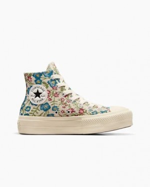 White / Beige White / Black Converse Chuck Taylor All Star Lift Women Platform Shoes Singapore | C-21453899