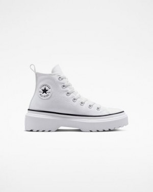 White / Black Converse Chuck Taylor All Star Lugged Lift Platform Kids' Canvas Shoes Singapore | C-46128059