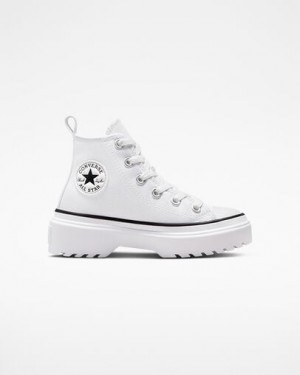 White / Black Converse Chuck Taylor All Star Lugged Lift Platform Kids' Canvas Shoes Singapore | C-08613759