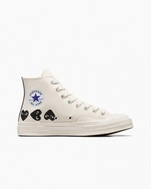 White / Black Converse Converse x PLAY Comme des Garçons Chuck 70 Multi Heart Men Sneakers Singapore | C-94310679