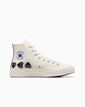 White / Black Converse Converse x PLAY Comme des Garçons Chuck 70 Multi Heart Women Sneakers Singapore | C-81623959