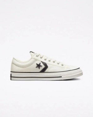 White / Black Converse Star Player 76 Premium Men Canvas Shoes Singapore | C-62137959