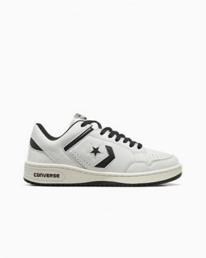 White / Black Converse Weapon Leather Men Tennis Shoes Singapore | C-57629039