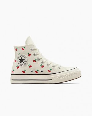 White / Black / Red Converse Chuck 70 Cherries Women Sneakers Singapore | C-08352749
