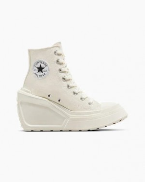 White / Black / White Converse Chuck 70 De Luxe Wedge Women Sneakers Singapore | C-26174809