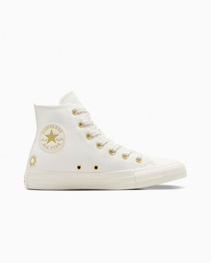 White / Gold Converse Chuck Taylor All Star Luck Charms Women Sneakers Singapore | C-63215979