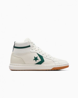 White / Green Converse Pro Blaze Classic Sport Luxe Men Basketball Shoes Singapore | C-65814979