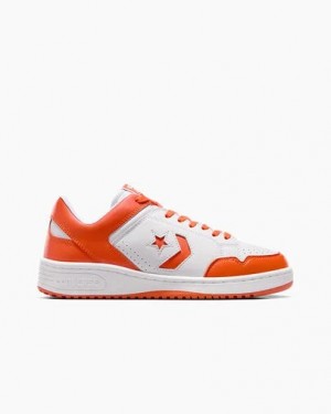 White / Orange Converse Weapon Leather Men Basketball Shoes Singapore | C-95840219