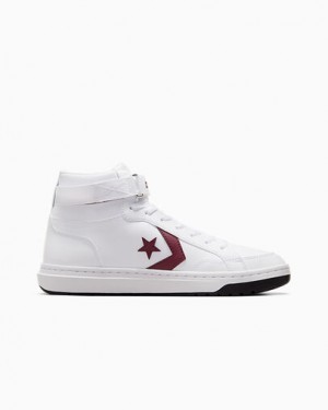 White / Pink Converse Pro Blaze V2 Leather Men Basketball Shoes Singapore | C-96437589